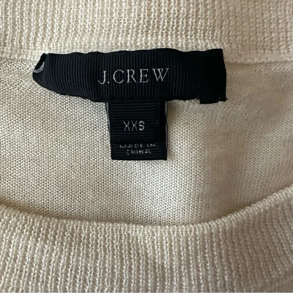J CREW Sweater Women 3/4 Sleeve 100% Merino Wool Knit Cream Sz XXS Minimalist - Picture 8 of 9
